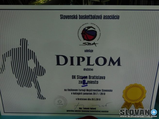 Diplom za víťazstvo BK Slovan Bratislava (Foto: slovanpositive.com)