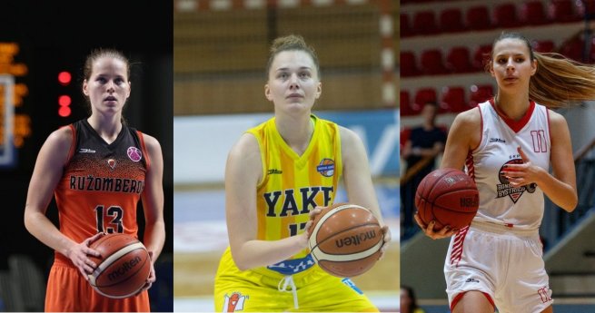 Miroslava Mištinová (13), Vanda Kozáková (17), Lucia Striešová (11) (Foto: Basket.sk)